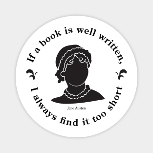 Black and White Jane Austen Book Quote Design Magnet